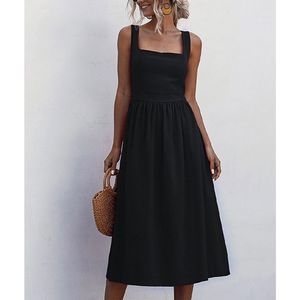 De Sepreso Woman Black Sleeveless Square Neck Midi Dress, Size XL